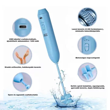 Mixer electric de mână cu palete interschimbabile și încărcare USB