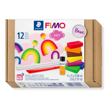   FIMO Soft set de argilă polimerică – 9 x 25 g, culori asortate + accesorii