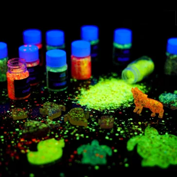   Let's Resin fulgi fosforescenți – 12 culori, 12 x 12 g