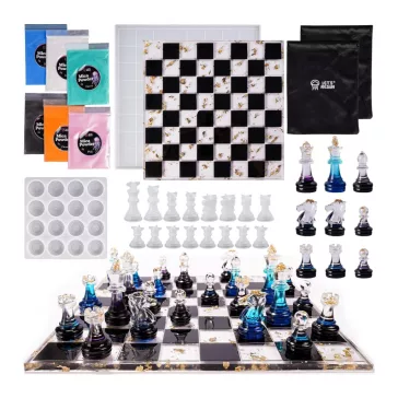set matrițe silicon șah cu accesorii Let's Resin