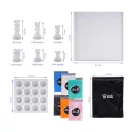 set matrițe silicon șah cu accesorii Let's Resin