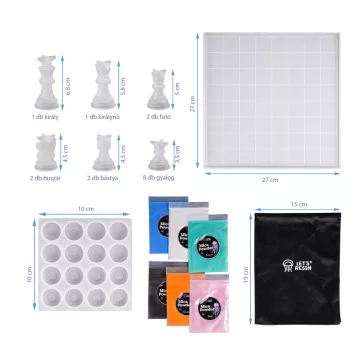 set matrițe silicon șah cu accesorii Let's Resin