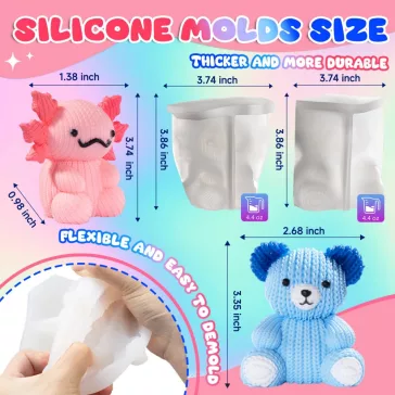 matriță silicon ursuleț și axolotl Let's Resin 2 buc.