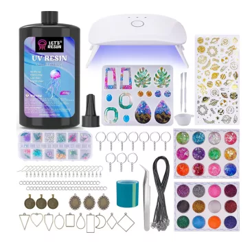   Let's Resin set rășină UV pentru realizarea bijuteriilor - 250 g, 153 buc, cu unelte și multe accesorii